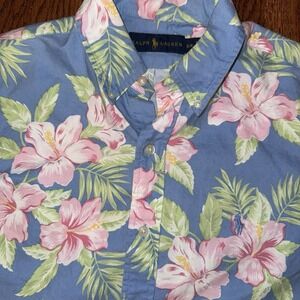 Polo Ralph Lauren Long Sleeve‎ Button Down Oxford Men's Small Blue Plaid Floral